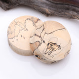 Detail View 1 of A Pair of Old Tamarind Wood Double Flared Plug