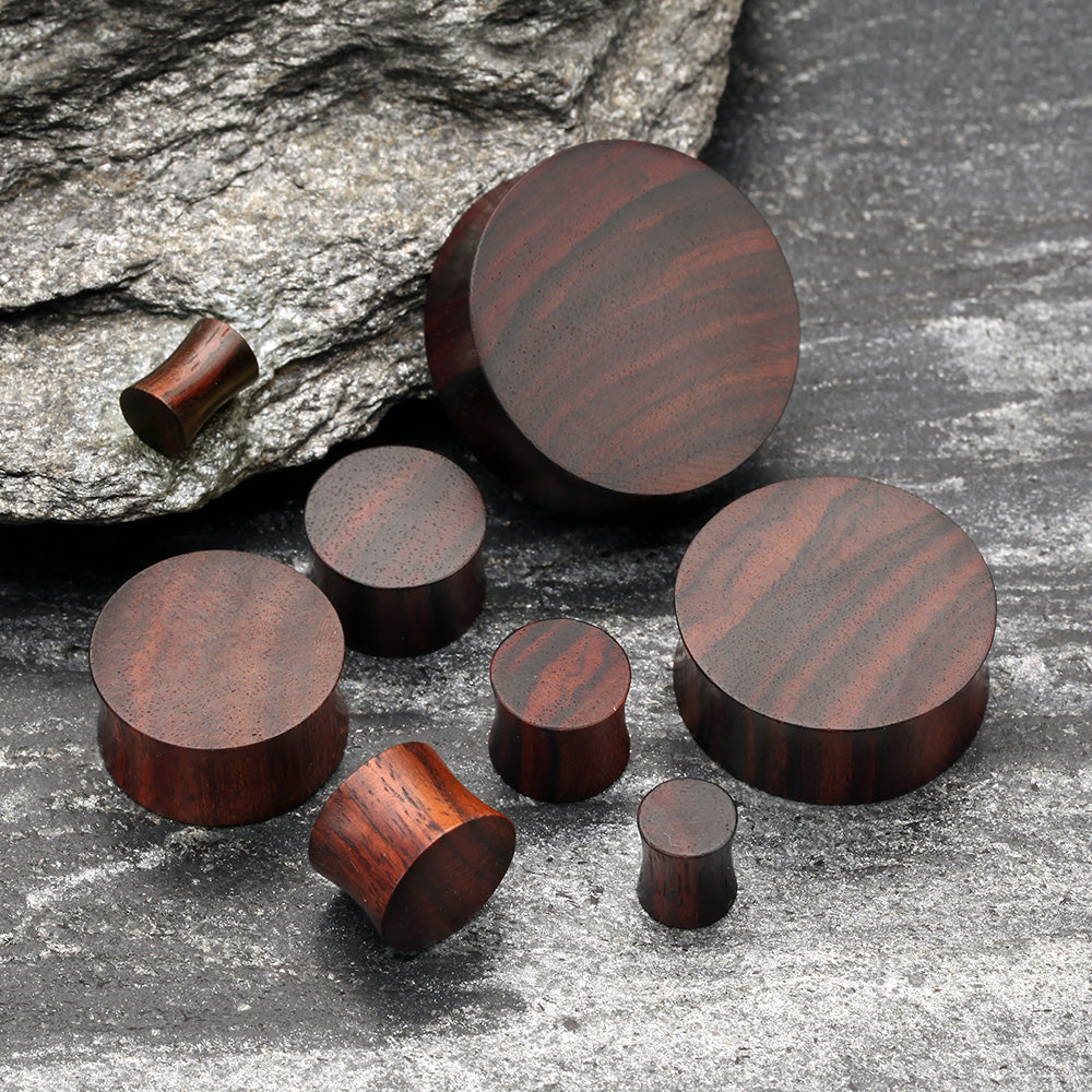 Detail View 2 of A Pair of Rosewood Double Flared Plug-Orange/Brown
