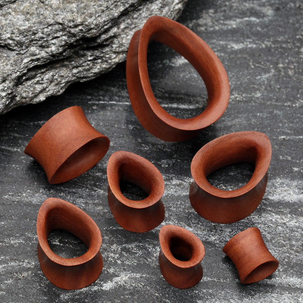 Detail View 2 of A Pair of Teardrop Sabo Wood Double Flared Tunnel Plug