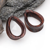 A Pair of Teardrop Rosewood Double Flared Tunnel Plug