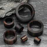 Detail View 2 of A Pair of Tiger Ebony Wood Double Flared Tunnel Plug