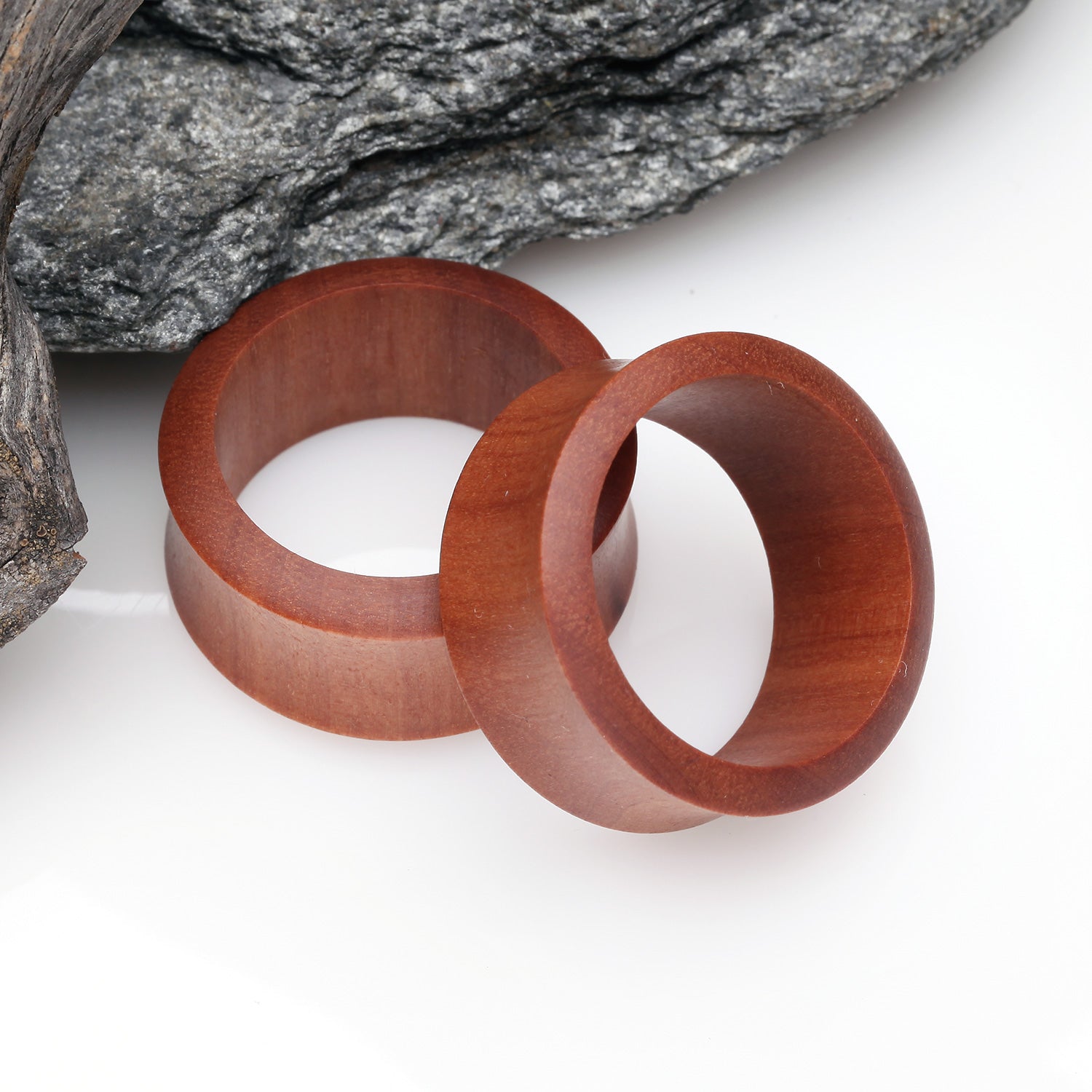 Detail View 1 of A Pair of Sabo Wood Double Flared Tunnel Plug