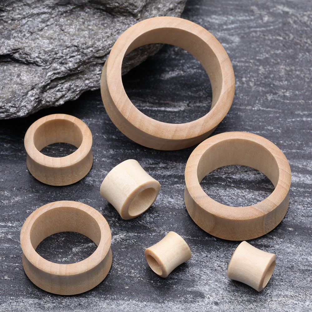 Detail View 2 of A Pair of Crocodile Wood Double Flared Tunnel Plug