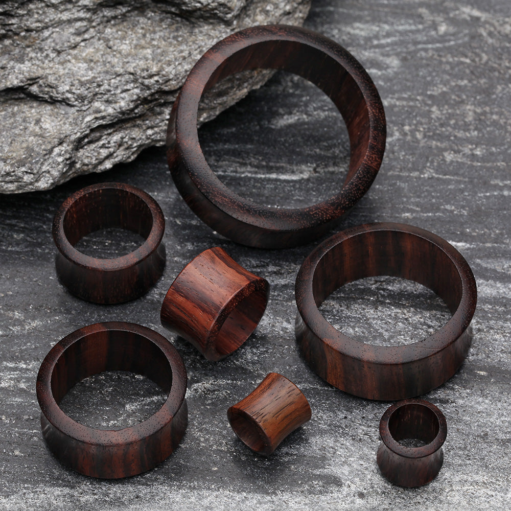 Detail View 2 of A Pair of Rosewood Double Flared Tunnel Plug