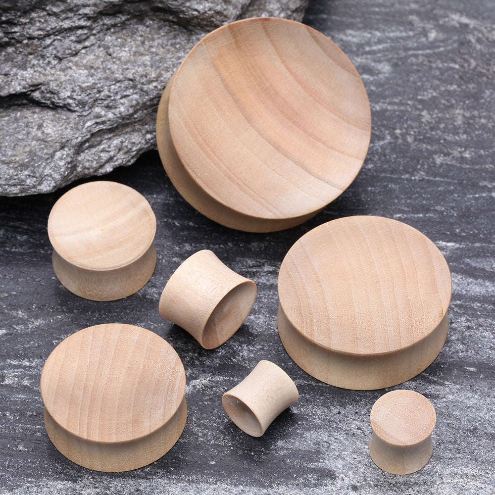 Detail View 2 of A Pair of Concave Crocodile Wood Double Flared Plug