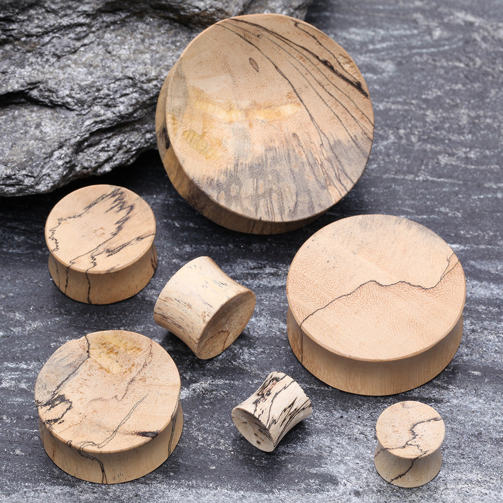 Detail View 2 of A Pair of Concave Old Tamarind Wood Double Flared Plug