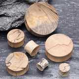 Detail View 2 of A Pair of Concave Old Tamarind Wood Double Flared Plug