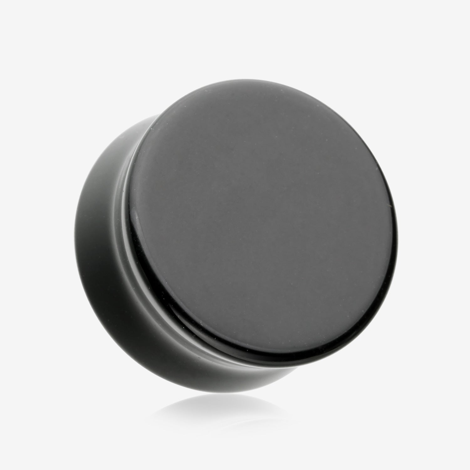 A Pair of Solid Black Flat Glass Double Flared Plug-Black