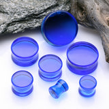Detail View 2 of A Pair of Flat Glass Double Flared Plug-Blue