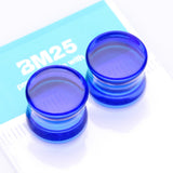 Detail View 3 of A Pair of Flat Glass Double Flared Plug-Blue