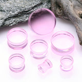 Detail View 2 of A Pair of Flat Glass Double Flared Plug-Pink