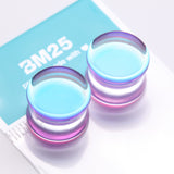Detail View 3 of A Pair of Purple Luminous Iridescent Flat Glass Double Flared Plug