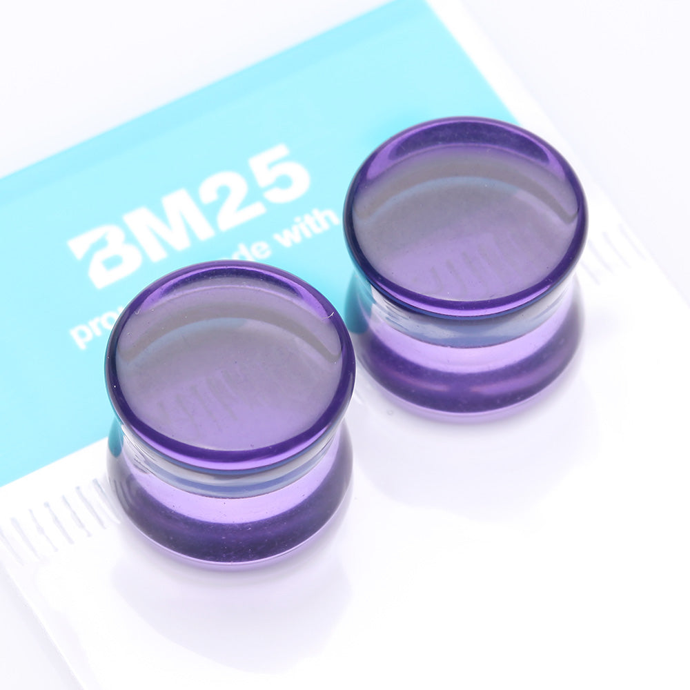 Detail View 3 of A Pair of Flat Glass Double Flared Plug-Purple