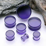 Detail View 2 of A Pair of Flat Glass Double Flared Plug-Purple