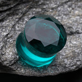 Detail View 3 of A Pair of Faceted Pyrex Glass Gem Double Flared Ear Gauge Plug -Teal