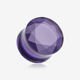 A Pair of Faceted Pyrex Glass Gem Double Flared Ear Gauge Plug