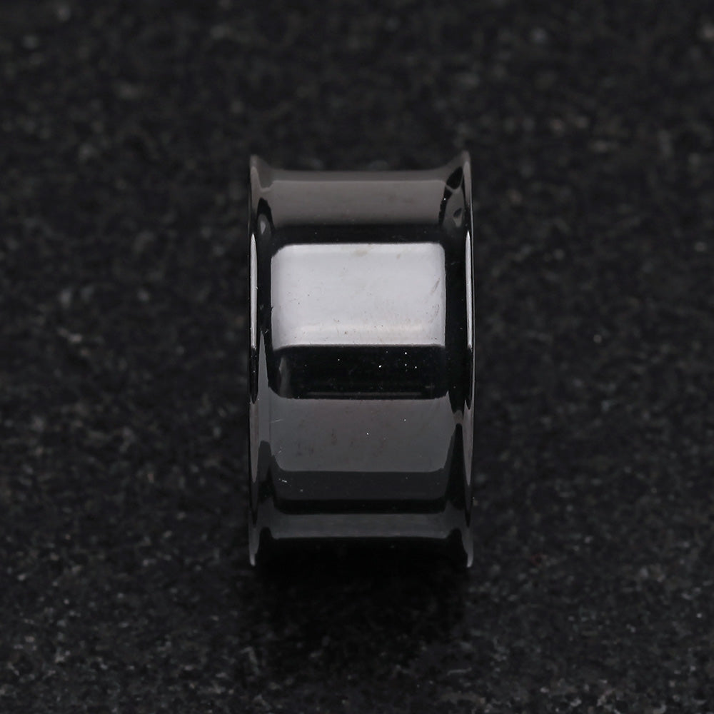 Detail View 3 of A Pair of Blackline Steel Double Flared Ear Gauge Flesh Tunnel Plug