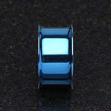 Detail View 2 of A Pair of Colorline Steel Double Flared Ear Gauge Flesh Tunnel Plug-Blue