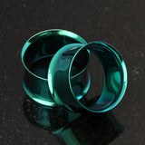 Detail View 3 of A Pair of Colorline Steel Double Flared Ear Gauge Flesh Tunnel Plug-Green