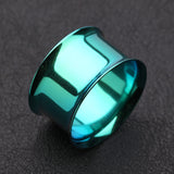 Detail View 1 of A Pair of Colorline Steel Double Flared Ear Gauge Flesh Tunnel Plug-Green