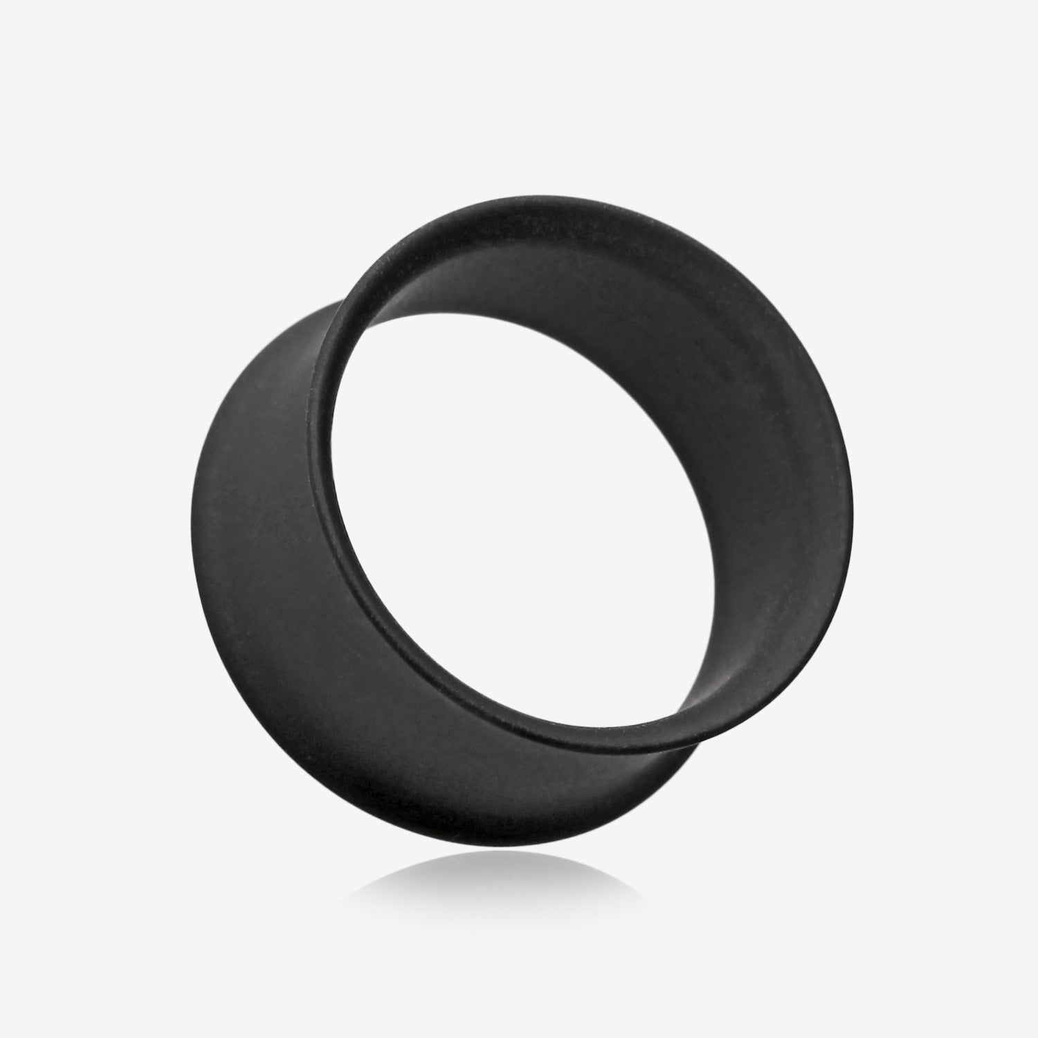 A Pair of Matte Black Steel Double Flared Ear Gauge Tunnel Plug-Black