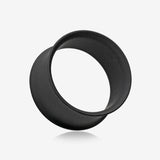 A Pair of Matte Black Steel Double Flared Ear Gauge Tunnel Plug