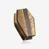 A Pair of Tiger Eye Stone Casket Double Flared Plug