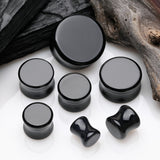 Detail View 2 of A Pair of Black Agate Stone Double Flared Ear Gauge Plug