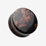 A Pair of Mahogany Obsidian Stone Double Flared Ear Gauge Plug