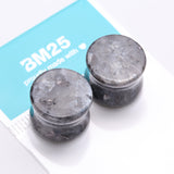 Detail View 3 of A Pair of Black Labradorite Stone Double Flared Plug