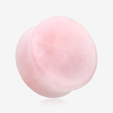 A Pair of Pink Rose Quartz Stone Double Flared Ear Gauge Plug