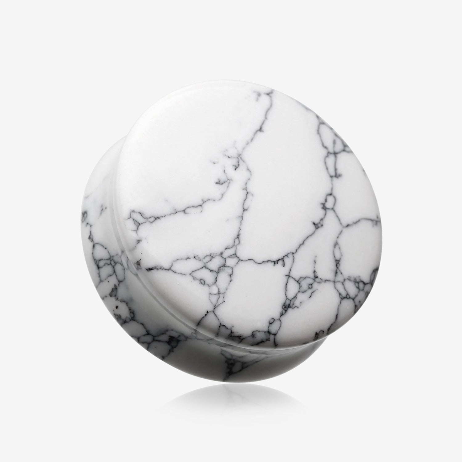 A Pair of White Howlite Stone Double Flared Ear Gauge Plug