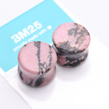 Detail View 3 of A Pair of Rhodonite Stone Double Flared Plug