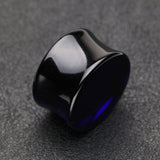 Detail View 1 of A Pair of Basic UV Acrylic Double Flared Ear Gauge Plug-Blue