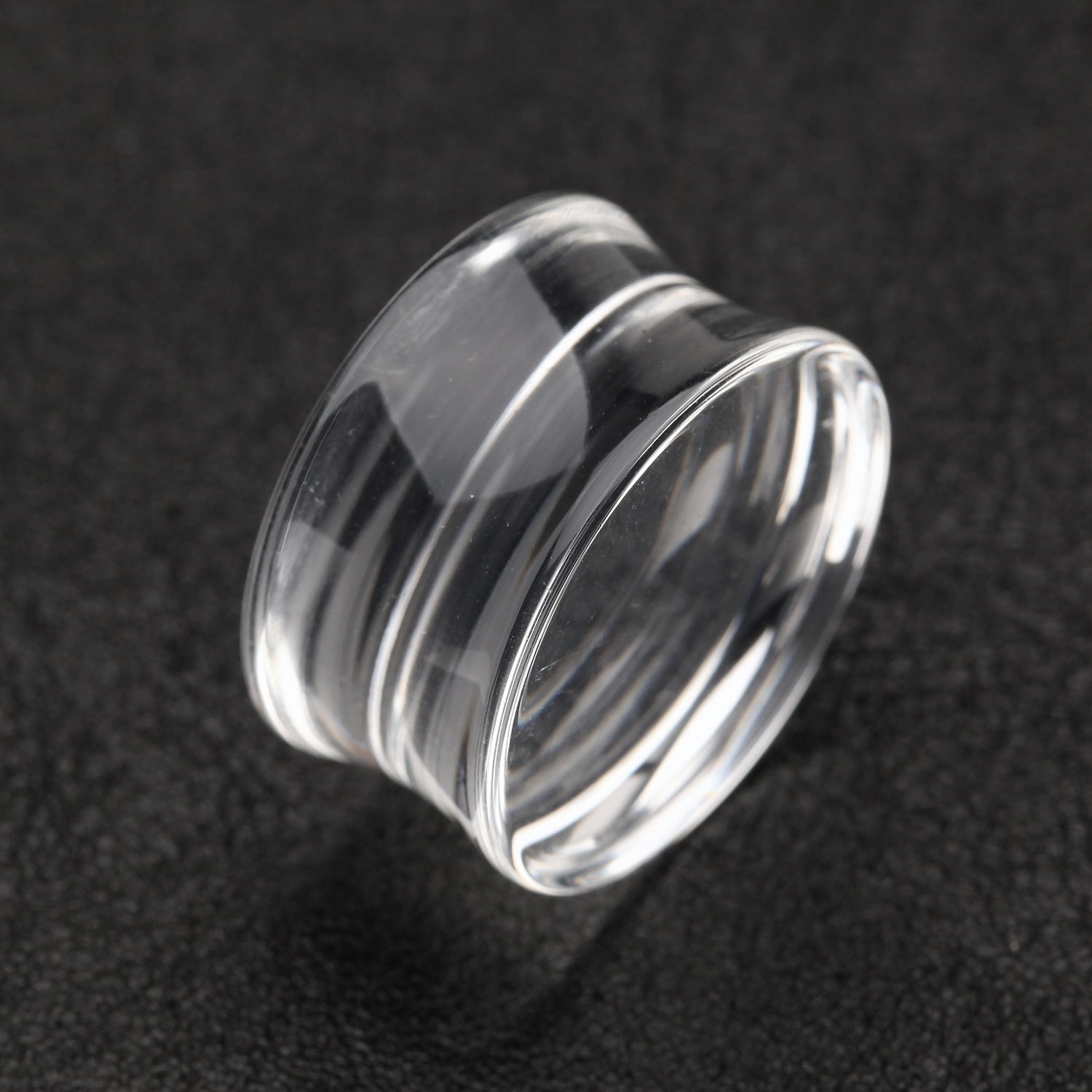 Detail View 1 of A Pair of Basic UV Acrylic Double Flared Ear Gauge Plug-Clear Gem