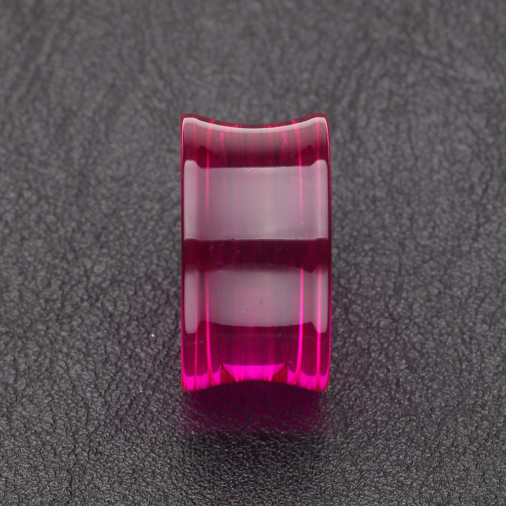 Detail View 2 of A Pair of Basic UV Acrylic Double Flared Ear Gauge Plug-Purple