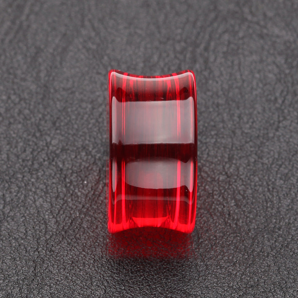 Detail View 2 of A Pair of Basic UV Acrylic Double Flared Ear Gauge Plug-Red