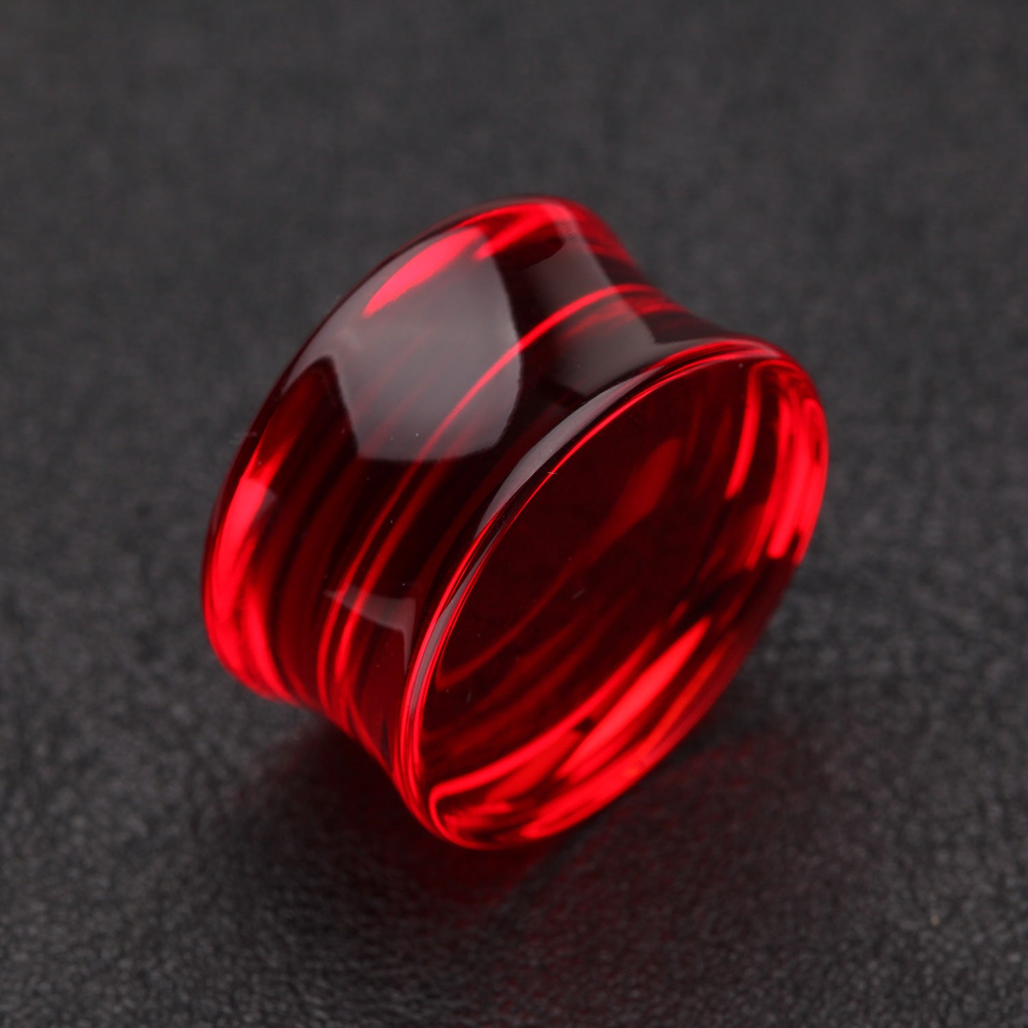 Detail View 1 of A Pair of Basic UV Acrylic Double Flared Ear Gauge Plug-Red
