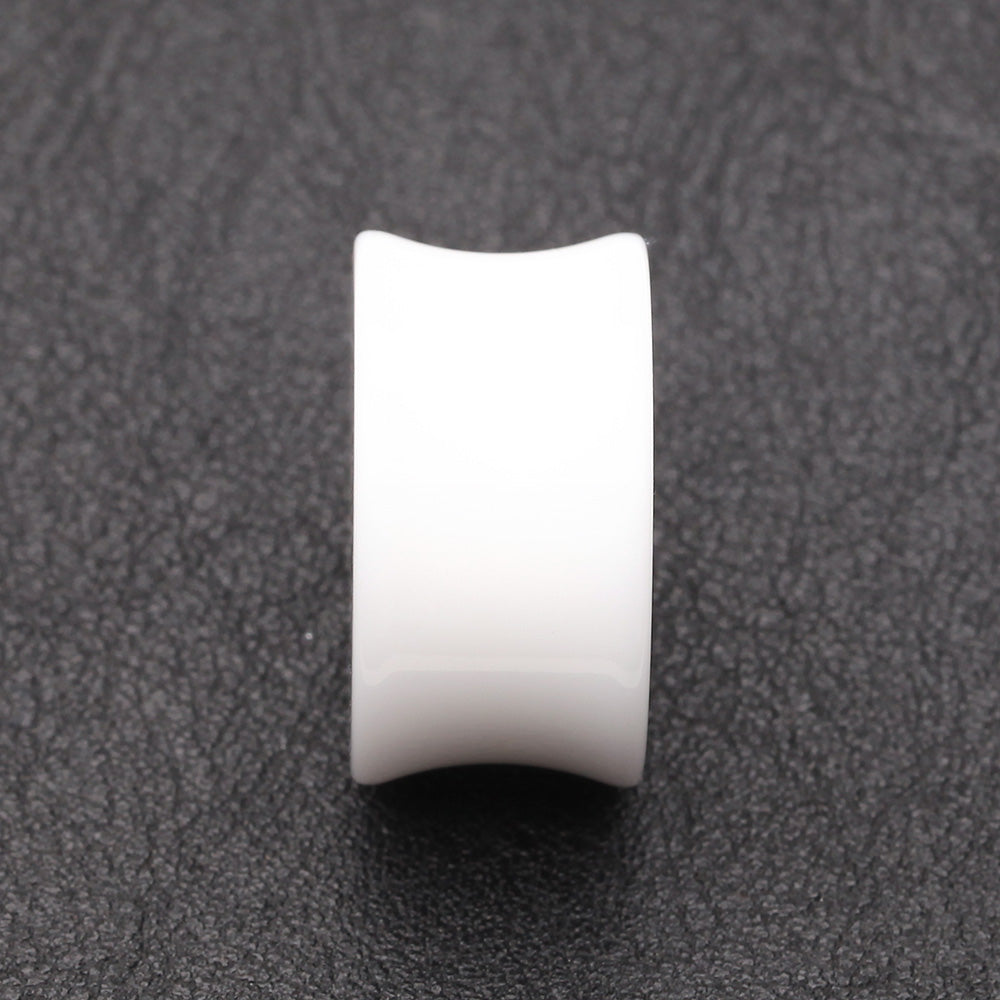 Detail View 2 of A Pair of Basic UV Acrylic Double Flared Ear Gauge Plug-White