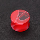 Detail View 1 of A Pair of Marble Swirl Acrylic Double Flared Ear Gauge Plug-Red
