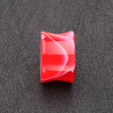 Detail View 2 of A Pair of Marble Swirl Acrylic Double Flared Ear Gauge Plug-Red