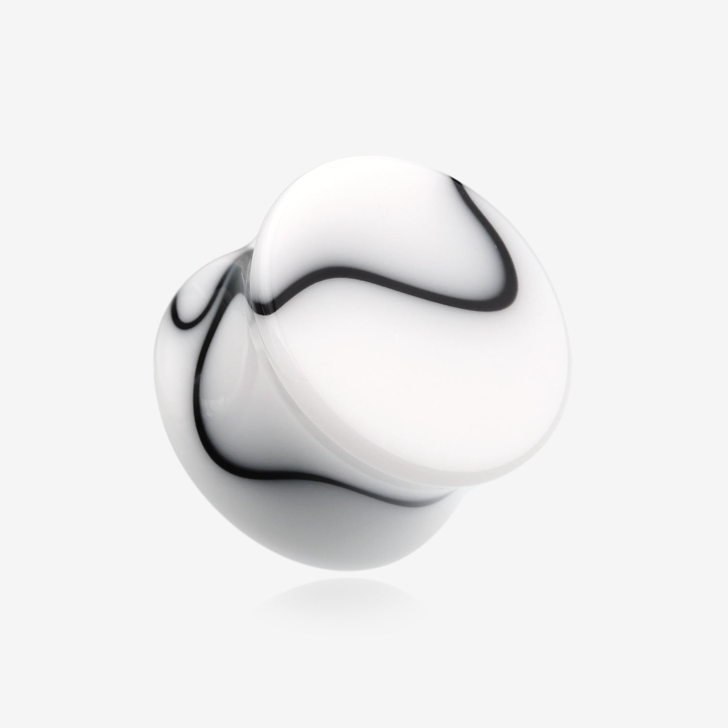 A Pair of Marble Swirl Acrylic Double Flared Ear Gauge Plug-White