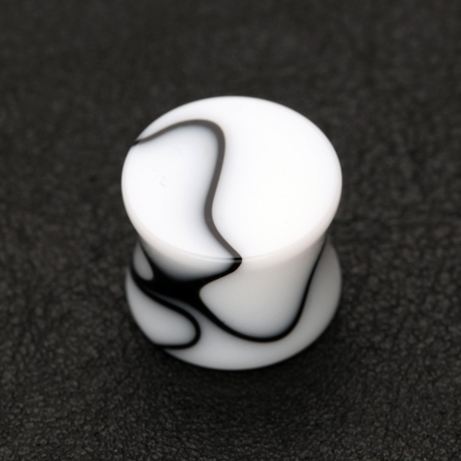 Detail View 1 of A Pair of Marble Swirl Acrylic Double Flared Ear Gauge Plug-White