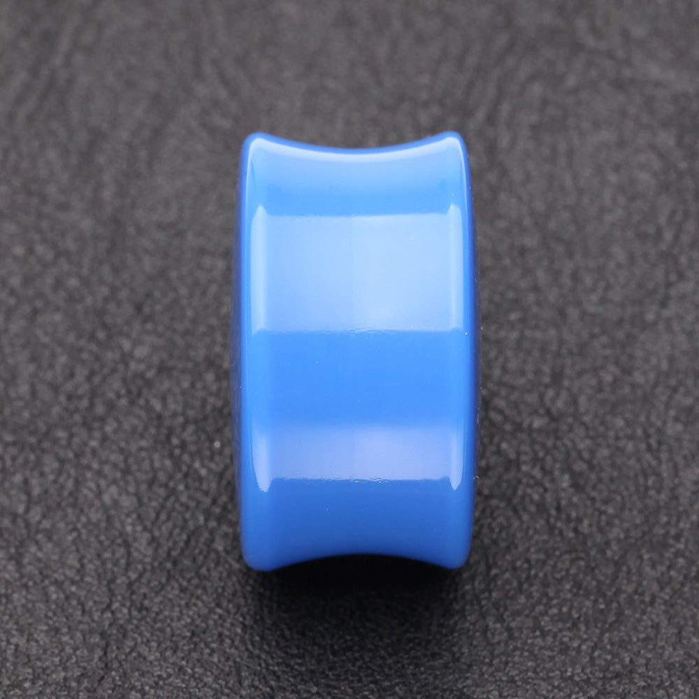 Detail View 2 of A Pair of Neon Colored UV Acrylic Double Flared Ear Gauge Plug-Blue
