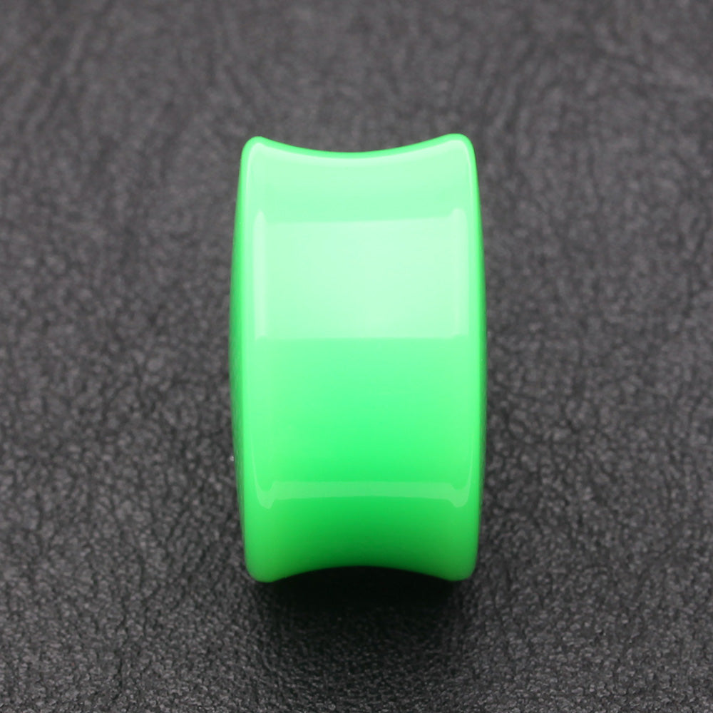 Detail View 2 of A Pair of Neon Colored UV Acrylic Double Flared Ear Gauge Plug-Green