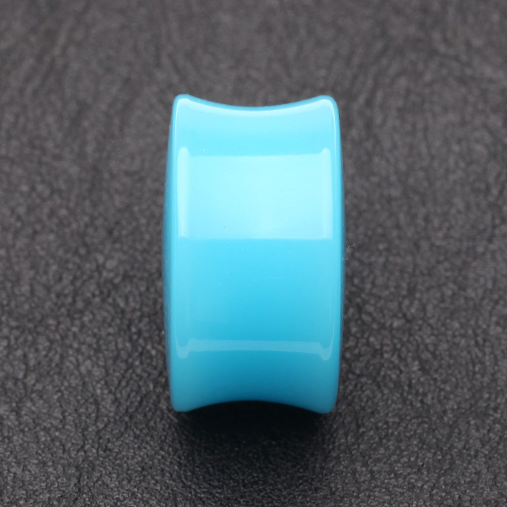 Detail View 2 of A Pair of Neon Colored UV Acrylic Double Flared Ear Gauge Plug-Light Blue