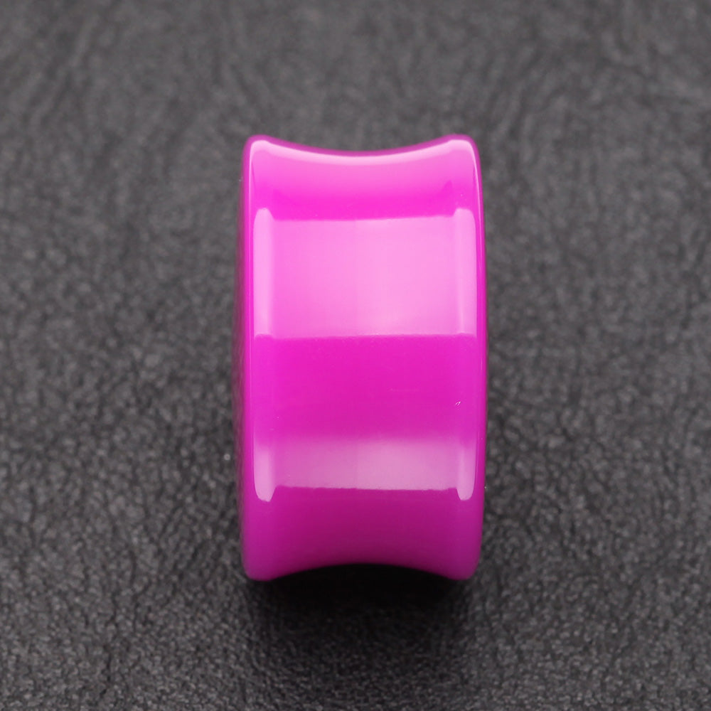 Detail View 2 of A Pair of Neon Colored UV Acrylic Double Flared Ear Gauge Plug-Purple