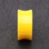 Detail View 2 of A Pair of Neon Colored UV Acrylic Double Flared Ear Gauge Plug-Yellow