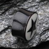 Detail View 3 of A Pair of Organic Horn Nova Star Ear Gauge Plug-Black