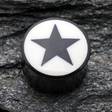 Detail View 2 of A Pair of Organic Horn Nova Star Ear Gauge Plug-Black